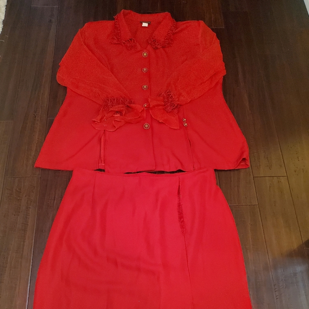 Tabitha Red 2 Piece Skirt Set sz 4x